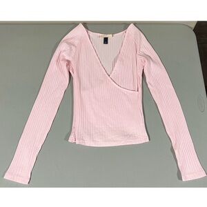 Pink Pastel V-Neck Long Sleeve Shirt Top Blouse Tee Size XS 🎀✨ #coquette #kawaii